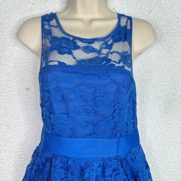 BB Dakota Lace Dress Sz 2 Royal Blue Fit & Flare Cocktail Party Wedding Guest - Picture 2 of 15